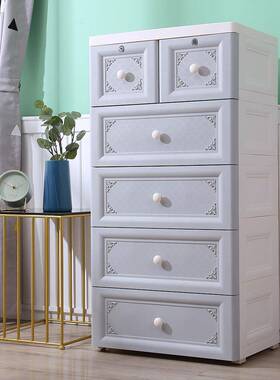 柜物厂家直供彩色抽屉式收58075纳柜58置面宽地式塑料衣物五斗储