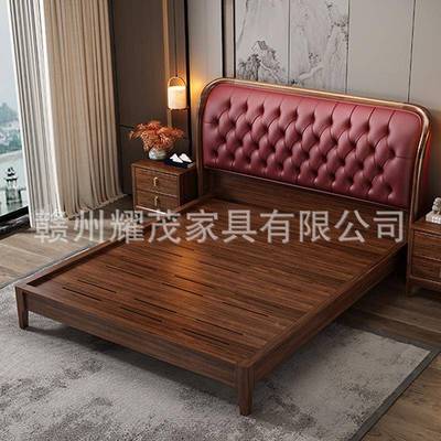 乌金木实木床包高软大端大床气轻奢主卧家用171809米8双人别墅新