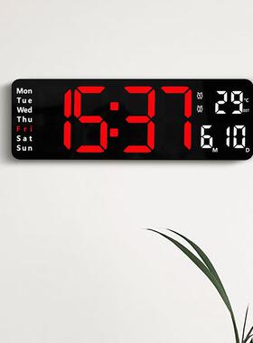 13寸简约坐挂两用客时钟大字体电子多组闹钟温度26629星厅期同钟