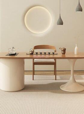 茶奶油风家用茶台原会木一体式YEV泡桌阳台休闲茶台休息客室接待