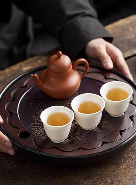 制茶盘沥水竹高排档家茶具简约托E875盘茶海圆用形储水水小型干泡