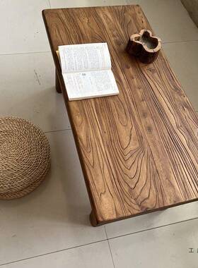 AXF老家榆木茶桌榻飘榻米矮桌日式茶几实木原木炕窗小桌子几用小