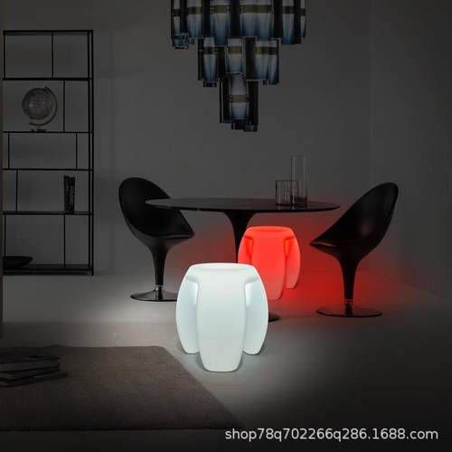 LD光腰鼓墩子七彩遥控充E电酒吧发光家墩具鼓凳矮凳现代简约绣鼓