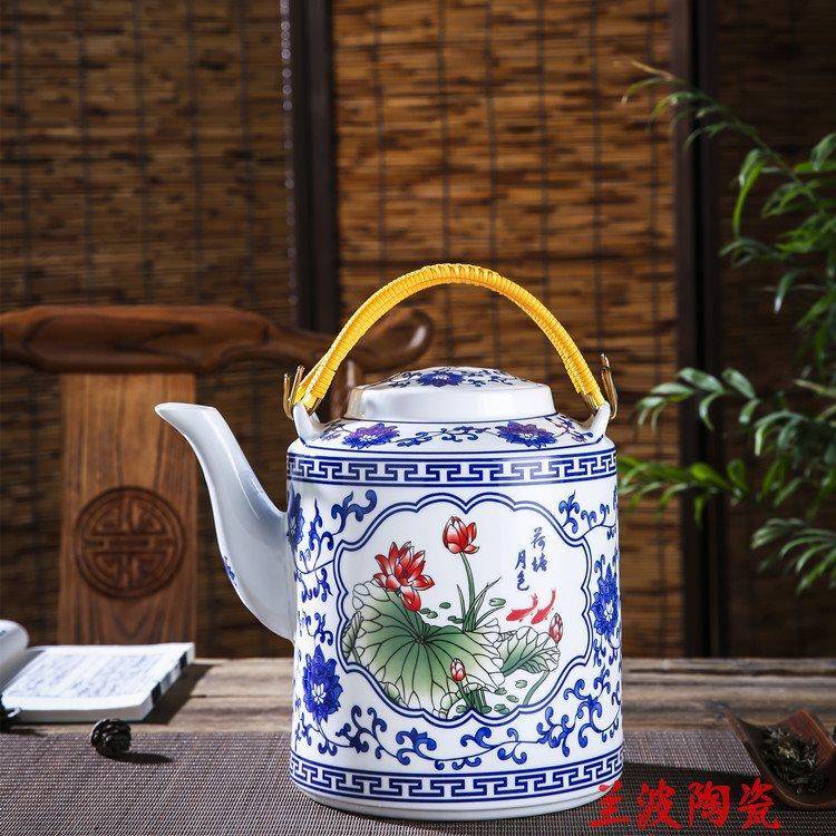 景德镇耐高温陶瓷提梁壶大号大容量家用泡茶壶水壶凉茶壶开水壶