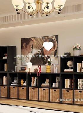 厂家直销黑色书置物柜格FLW靠墙书架落地客厅自柜由组合八柜家用