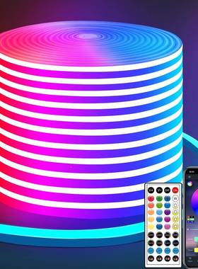 LED虹霓灯带跑马流水RGBI彩3535RGB幻防水柔性LCEDOAG灯条柔性灯