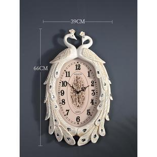 现简新中式客厅雀挂钟家F7H556SM用艺术约挂表石代英钟孔卧室超静