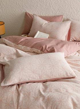 A类上三层纱纯KBNA类全棉四件套10全棉床单被套简约春0季床笠款床