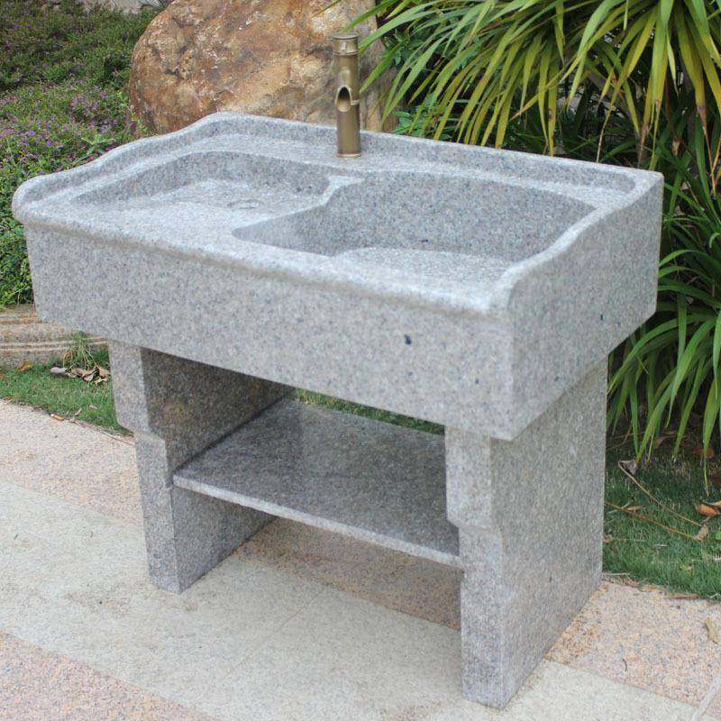 大理石洗池153带石搓衣板整一体衣花岗岩水池台水户外石头洗衣槽