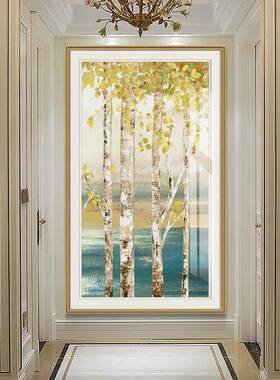 CYMK003C入美式廊现代户玄关装饰画发财树油画法式走过道壁画轻简