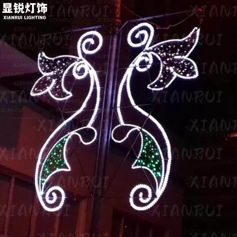 铁艺街节道路灯灯杆造型2D圣诞图灯案XR-MP光灯杆装饰灯户外发支