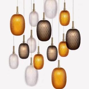 新款现彩楼色玻代璃D8024小吊灯橱窗服装店复计式设师餐厅商场装