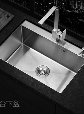 厨房槽单4盆加厚手工槽不锈钢30拉水丝洗大碗604521盆6045单槽