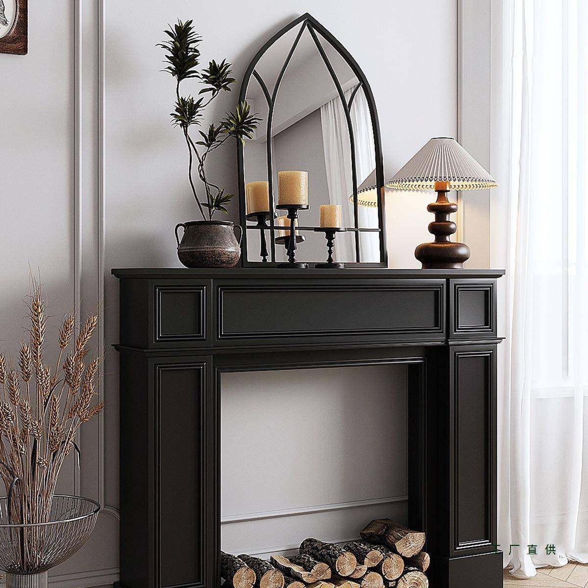 TGF壁炉装饰柜黑客家用室内婚礼展示法实木玄关隔厅断台式复色古
