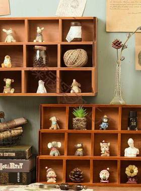 多格隔分盒纳壁挂博古架文玩摆件展示架多层木797质复古z收akka柜