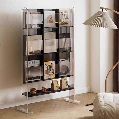 压克力置物架落地书架阅读客厅简易展示架报刊收纳轻奢杂志架cd架