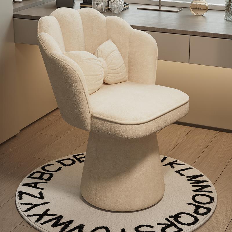 网红女生卧室可旋转梳妆台椅子轻奢感靠背化妆椅美甲椅家用凳子