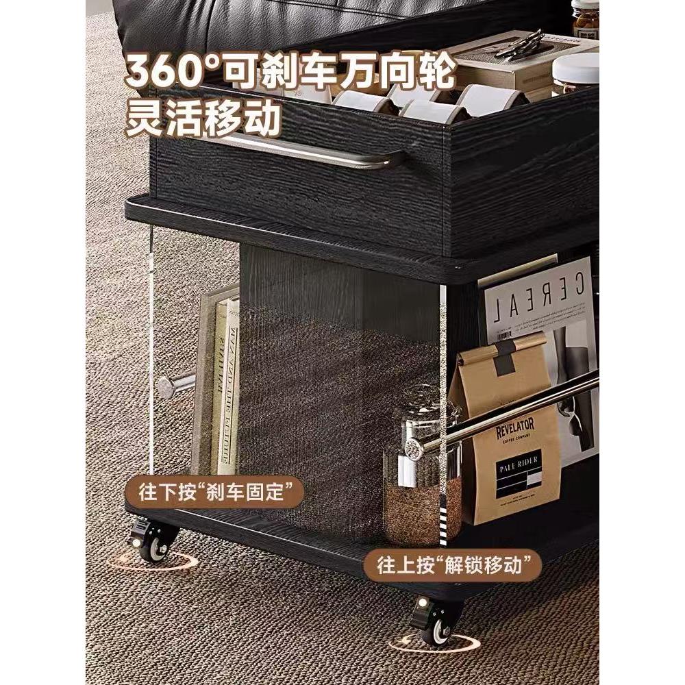 可移动升降高级茶几沙发边几侧边柜客厅家用中古边几小推车置物架