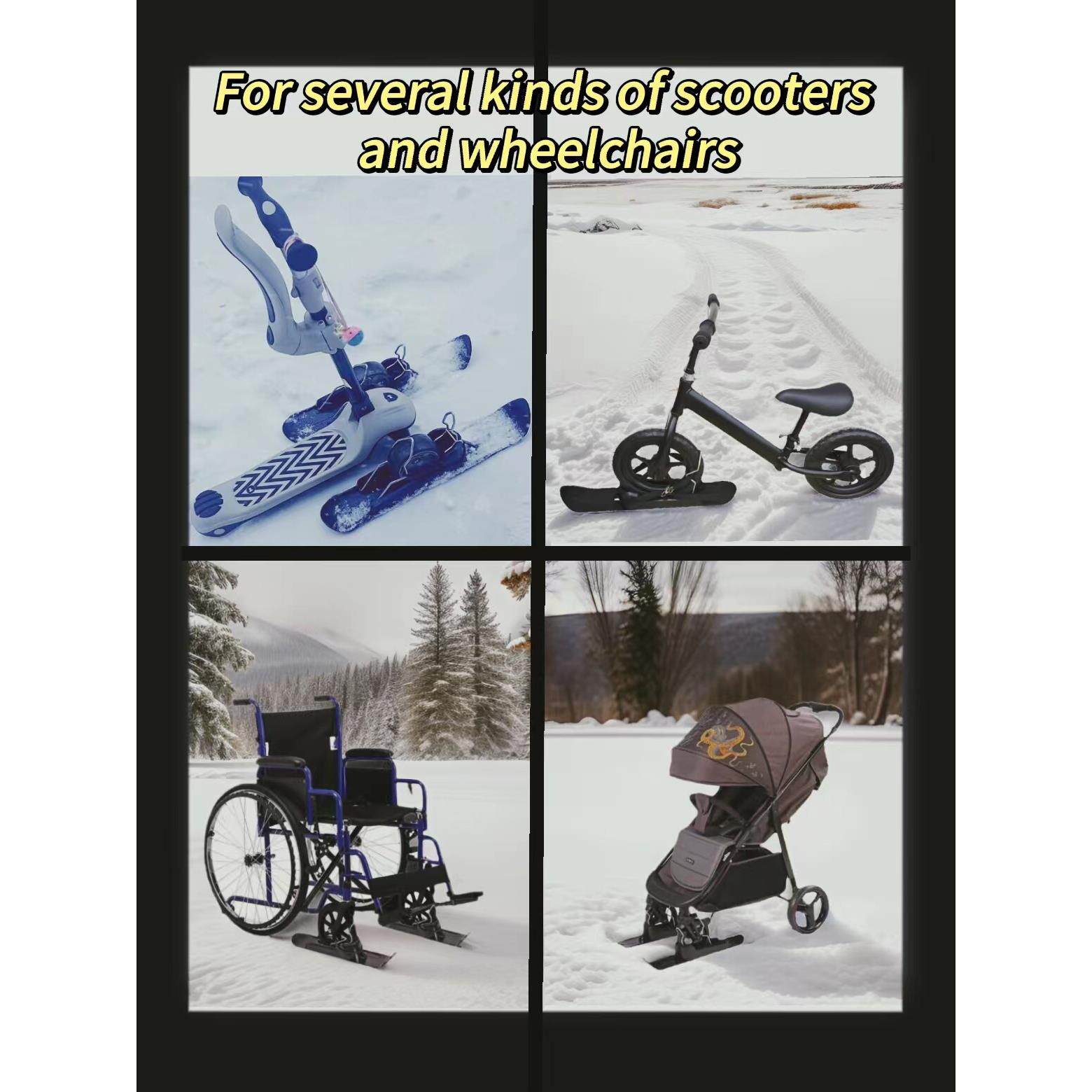 雪橇婴儿车户外设备婴儿滑雪板儿童二合一滑板车配件两用滑雪车