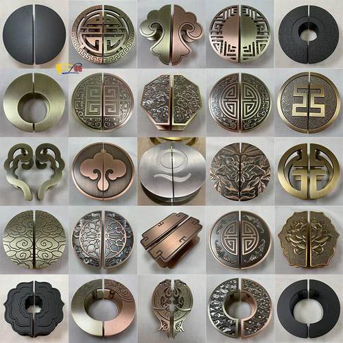 新中式祥云大门把手仿古铜半圆形钢化玻璃门拉手木门黑色简约定制