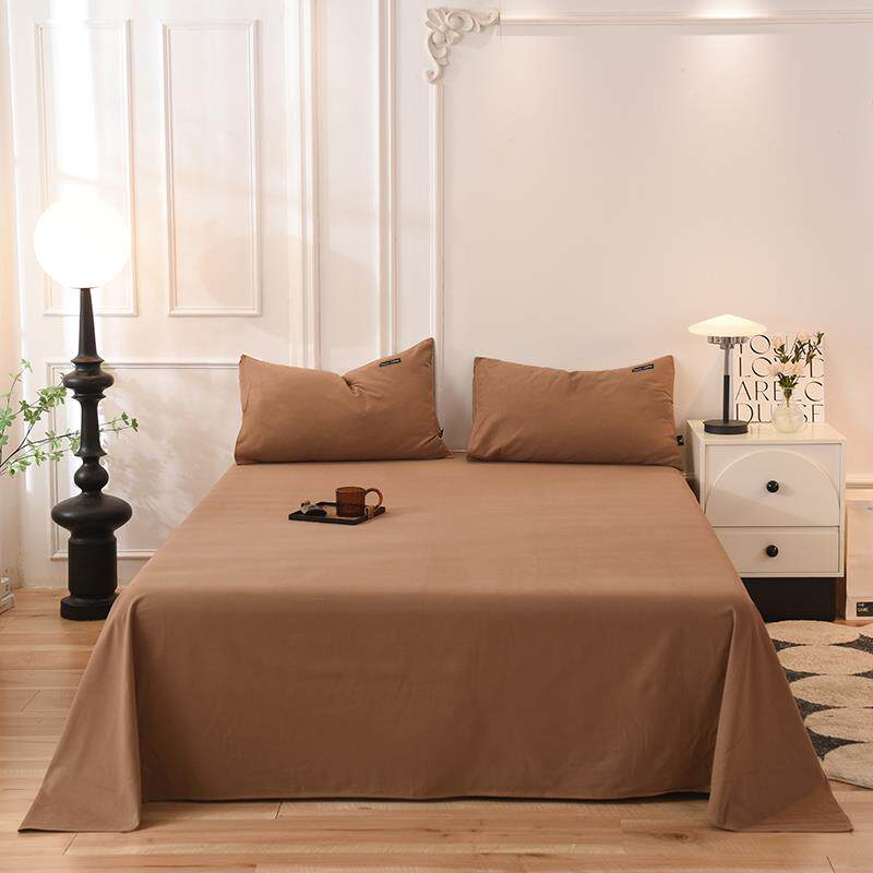 2024新款咖色全棉A类加厚棕色床单软和磨毛素色净面单品纯色被单