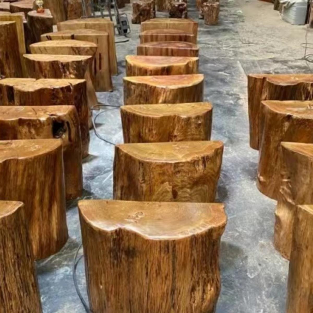 实木底座根雕木头支架树木墩子天然原木半圆树墩大板茶几树桩脚架