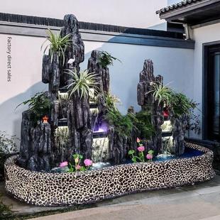 金局大型假山流水喷泉瀑布造景户外别墅庭院花园室内落地摆件景观
