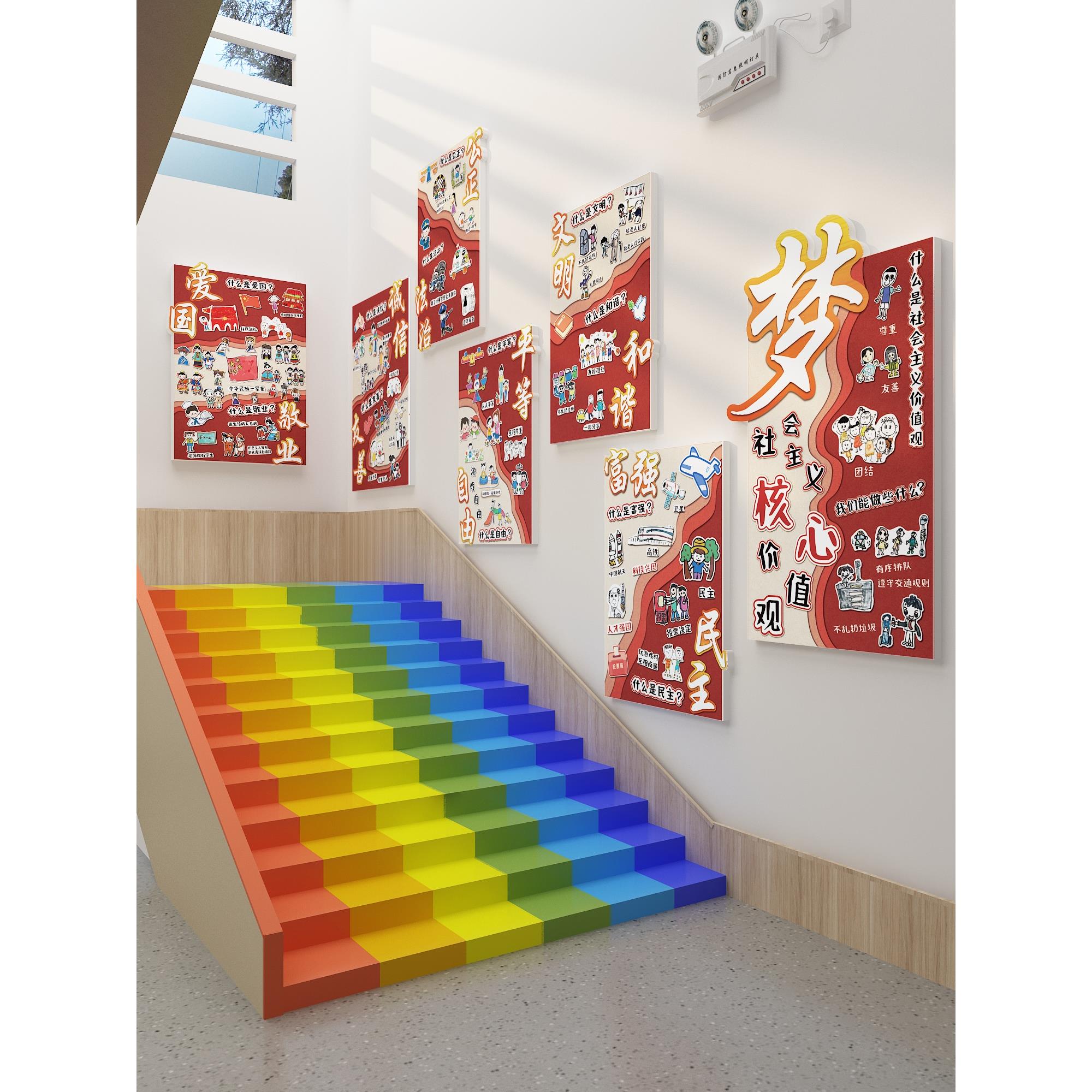 幼儿园环创材料社会主义核心价值观红色题文化墙面装饰贴爱国庆节