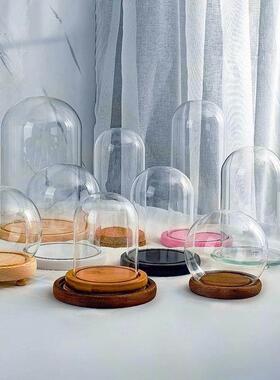 永生花玻璃罩玫瑰花束积木干花人偶手办应援棒防尘展示盒桌面摆件