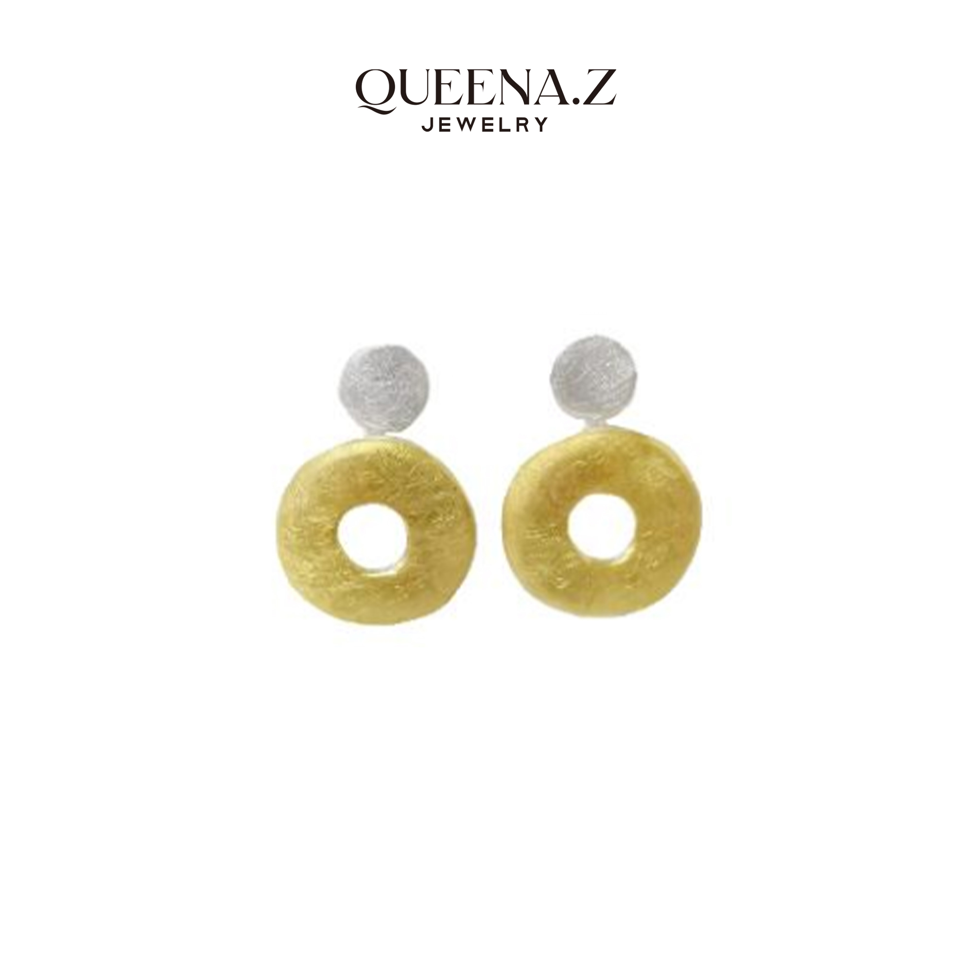 QUEENA.Z 跨界联名系列VEVA手工艺术银饰鹅卵石系列耳钉女士耳钉