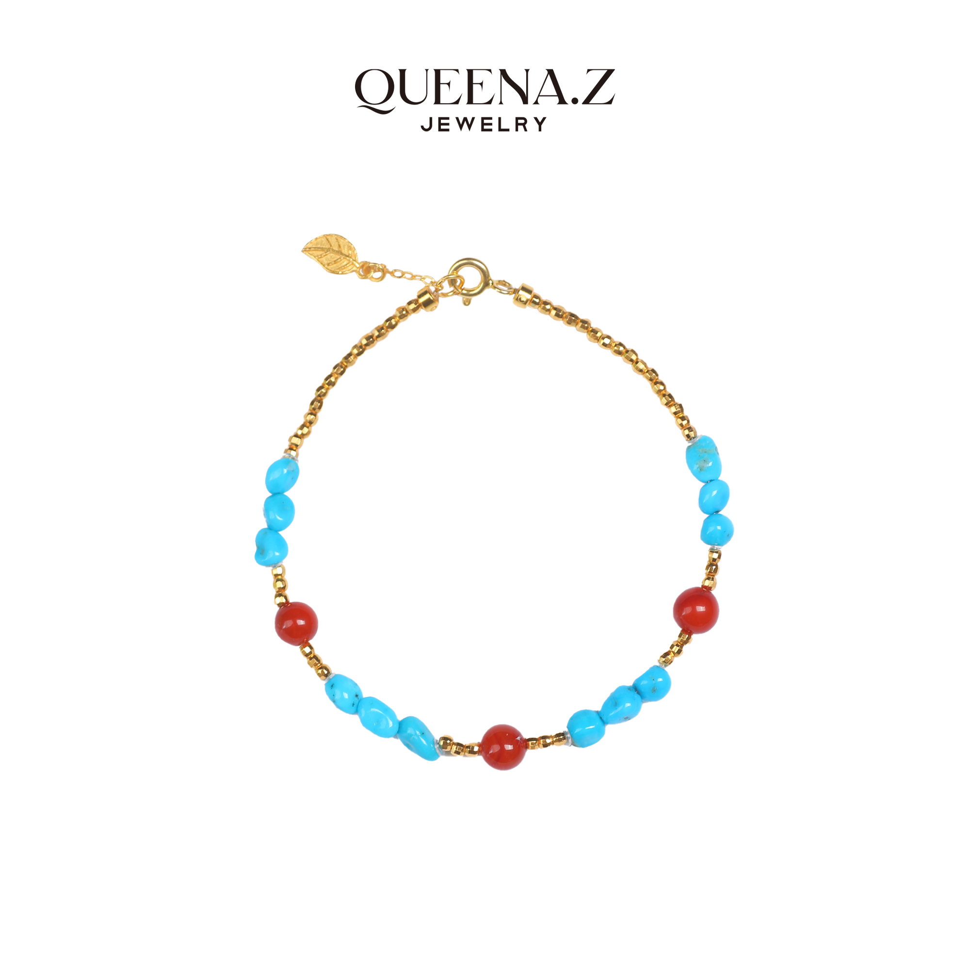QUEENA.Z 新品设计师系列女士绿松石绿松随型手链HH280116001