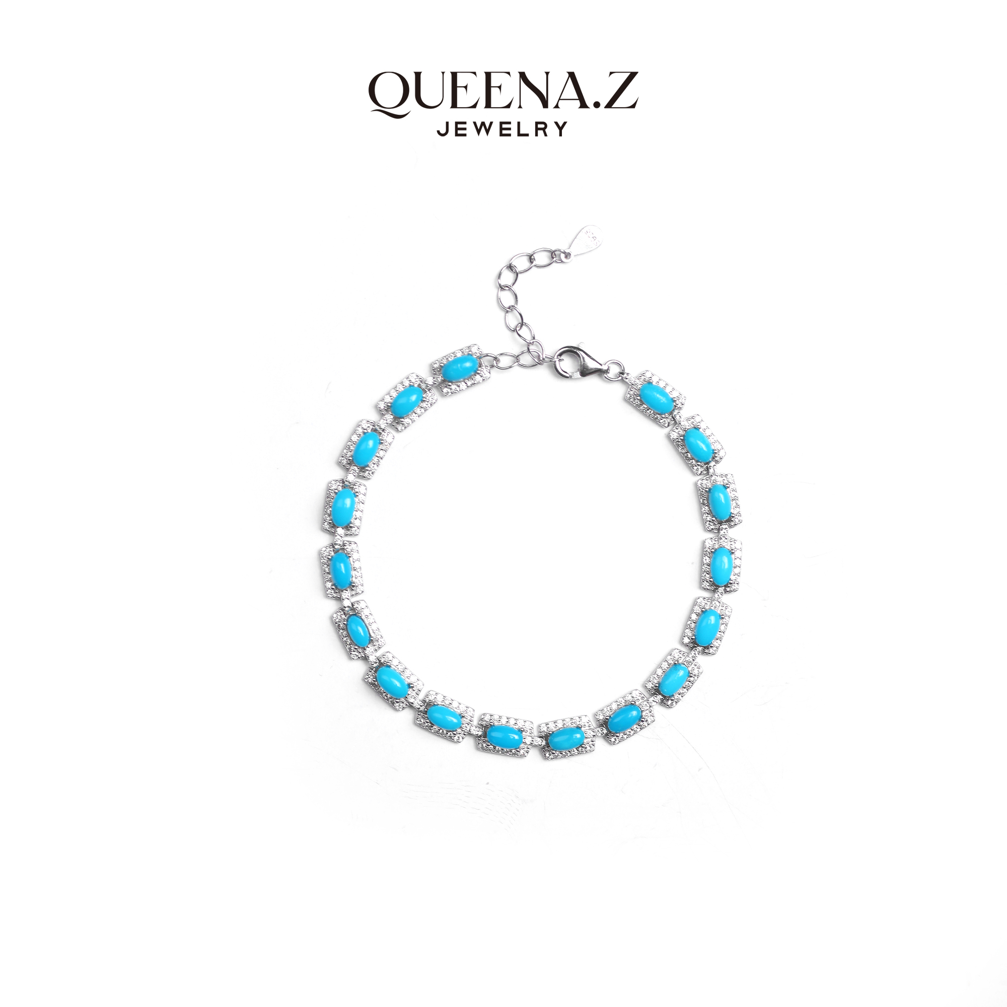 QUEENA.Z 新品设计师系列S925睡美人白金色方形手链HH8505026040