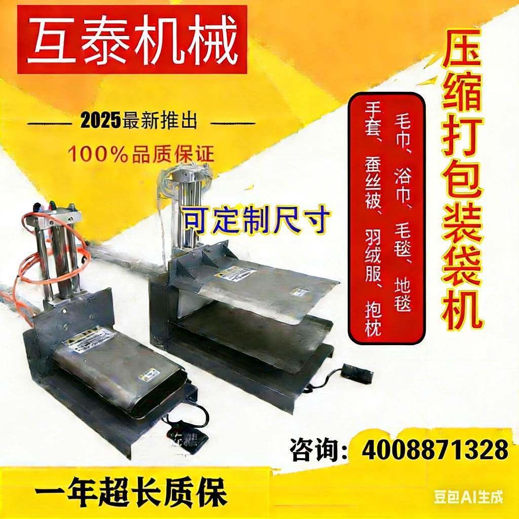 半自动毛巾压缩打包机针对毛巾毛毯羽绒服抱枕进行压缩打包助力