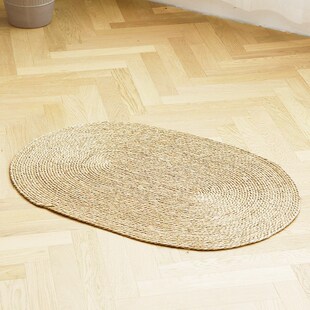 手工藤编地垫蒲草编织卧r室床边垫榻榻米客厅茶几地毯椭圆摄影装