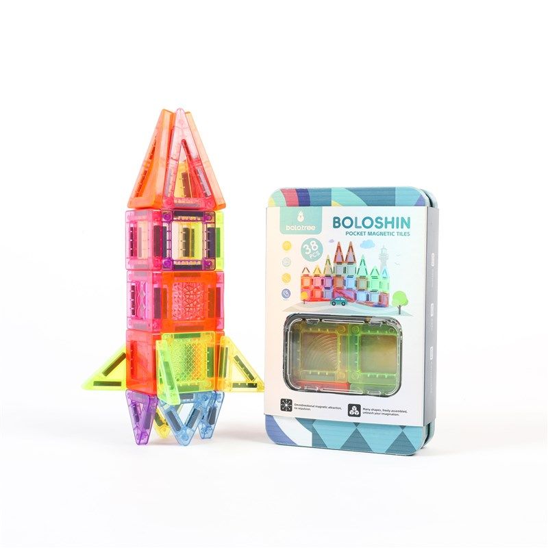 菠萝树迷你口袋便携炫彩磁力片铁盒38片儿童吸铁石益智旅行积木,玩具/童车/益智/积木/模型,磁力片/磁性棒/磁性积木,淘宝优惠券,粉丝福利购,淘宝优惠卷
