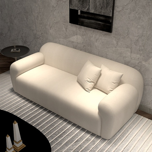 奶油风沙发小户型女生卧室双人网红公寓服装N店落地款猫爪皮小沙