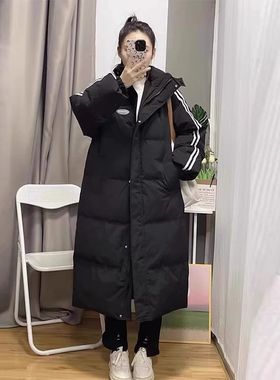黑色羽绒棉服女冬季2024年新款韩系宽松加厚学生中长款面包服棉袄