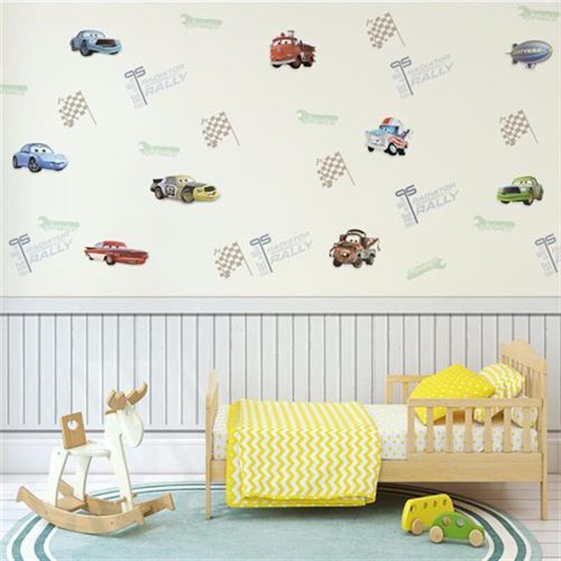 儿童房墙布卧室卡通背景墙壁纸男孩全屋定制壁画幼儿园小汽车墙纸
