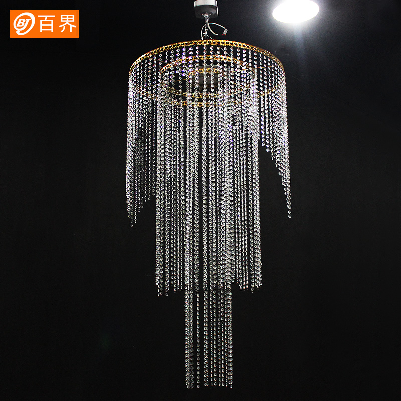 百界婚庆圆形吊顶挂珠帘圆环架子婚礼堂吊顶挂水晶珠帘铁艺道具