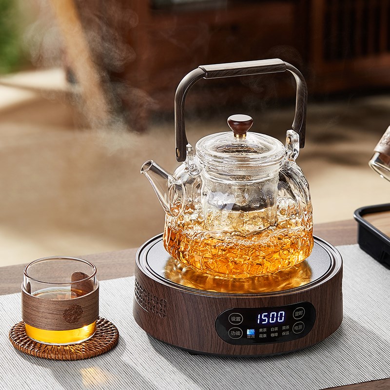 电陶炉煮茶壶茶具套装蒸煮一体耐热加厚玻璃烧水泡茶壶家用提梁壶