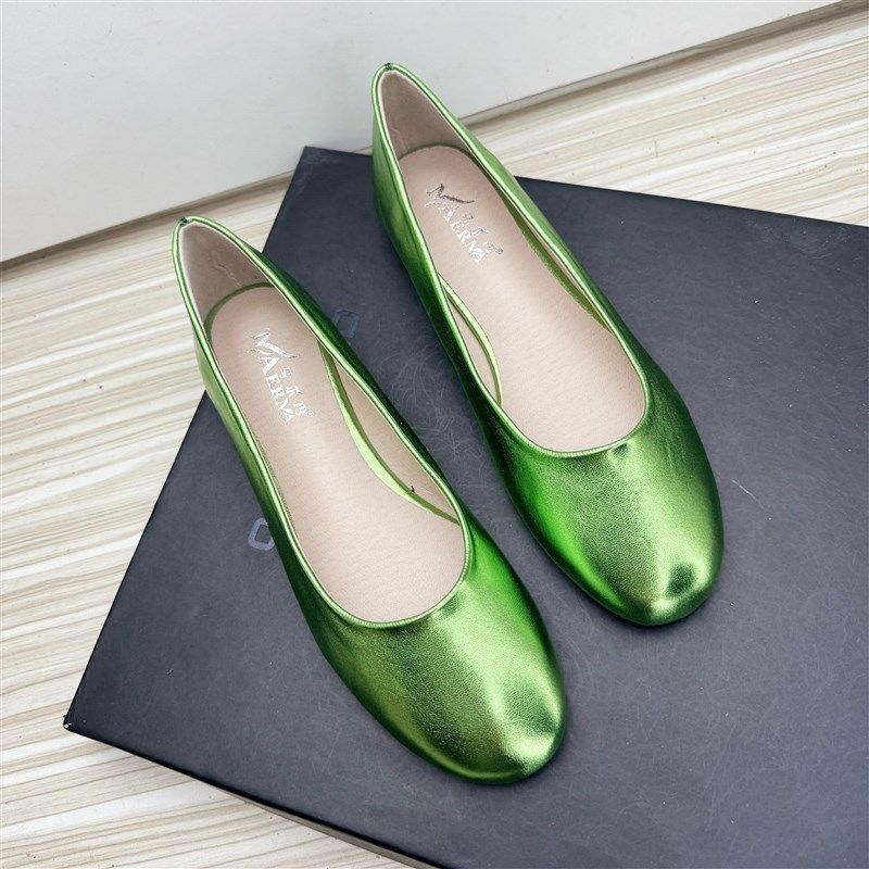 2024年春季新款大码绿色浅口单鞋软底平底鞋女鞋圆头百搭船鞋瓢鞋,女鞋,浅口单鞋,淘宝优惠券,粉丝福利购,淘宝优惠卷