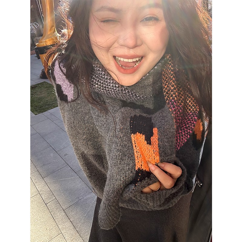 冬季胖妹妹豹纹围巾时尚提花暖暖的加长大围巾