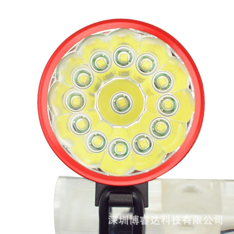 LED 13T6自行车灯山地车前灯6节套装充电 铝合金夜骑行头灯配件