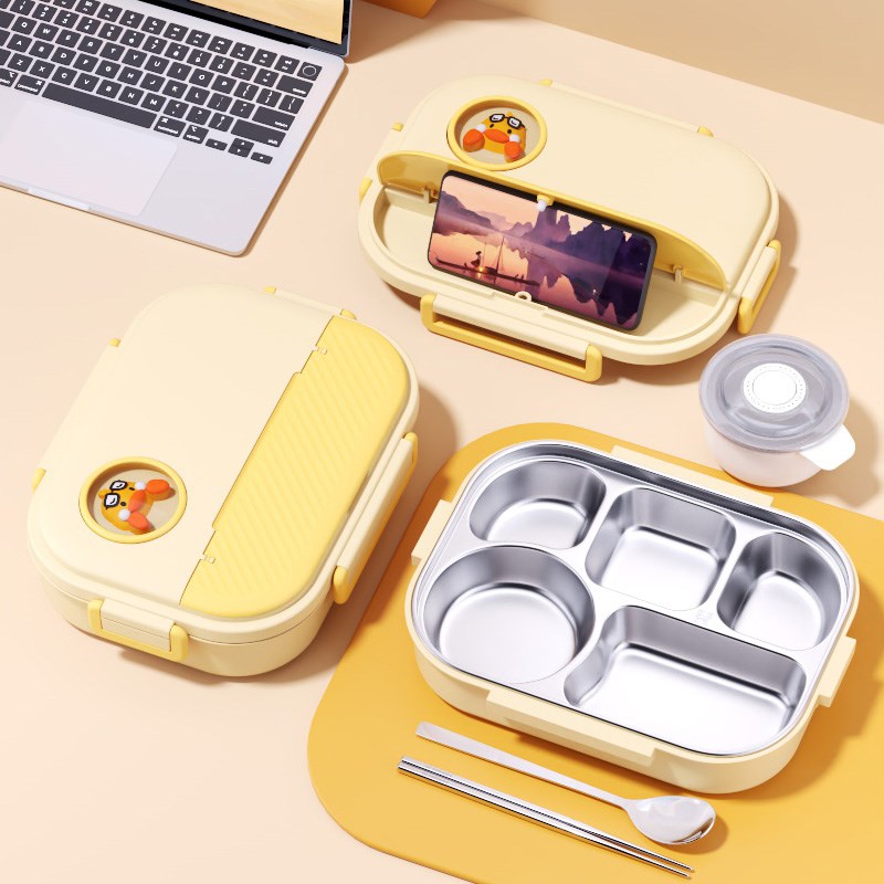 饭盒316不锈钢上班族学生卡通分隔餐盒食堂打饭便携密封便当盒