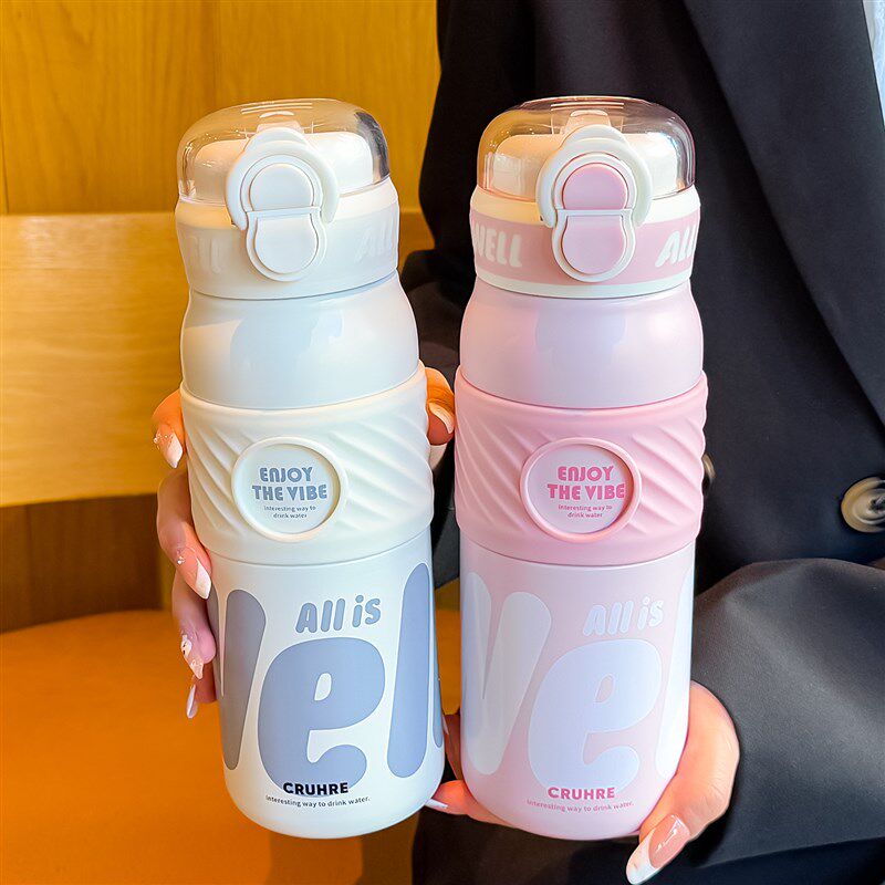 儿童保温杯男孩316L不锈钢带吸管小学生上学专用水杯夏季保冷水壶