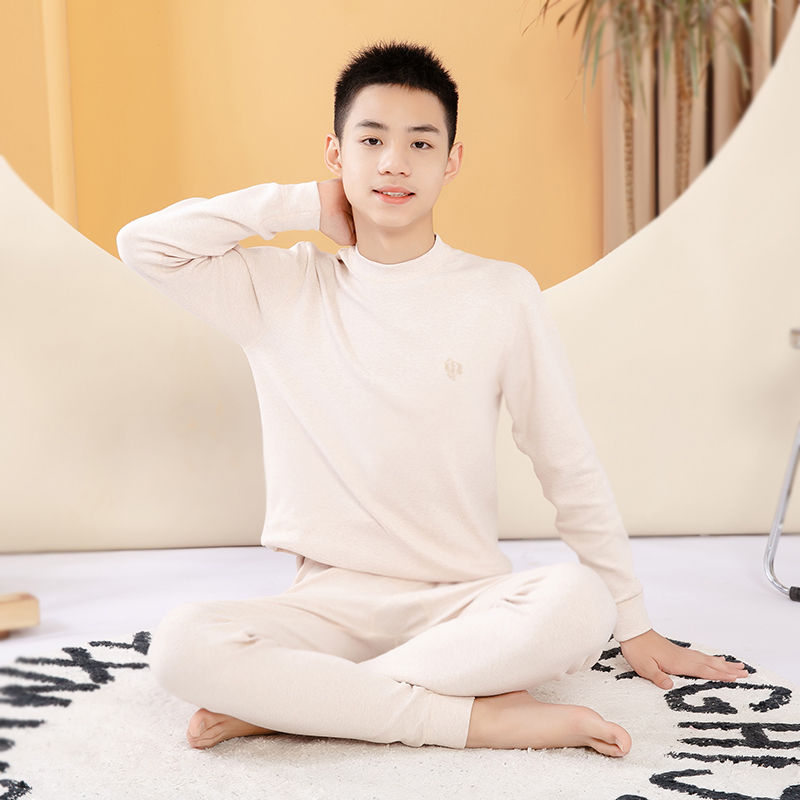 男大童儿童内衣线衣线裤男童秋衣秋裤套装全棉1215岁半高领