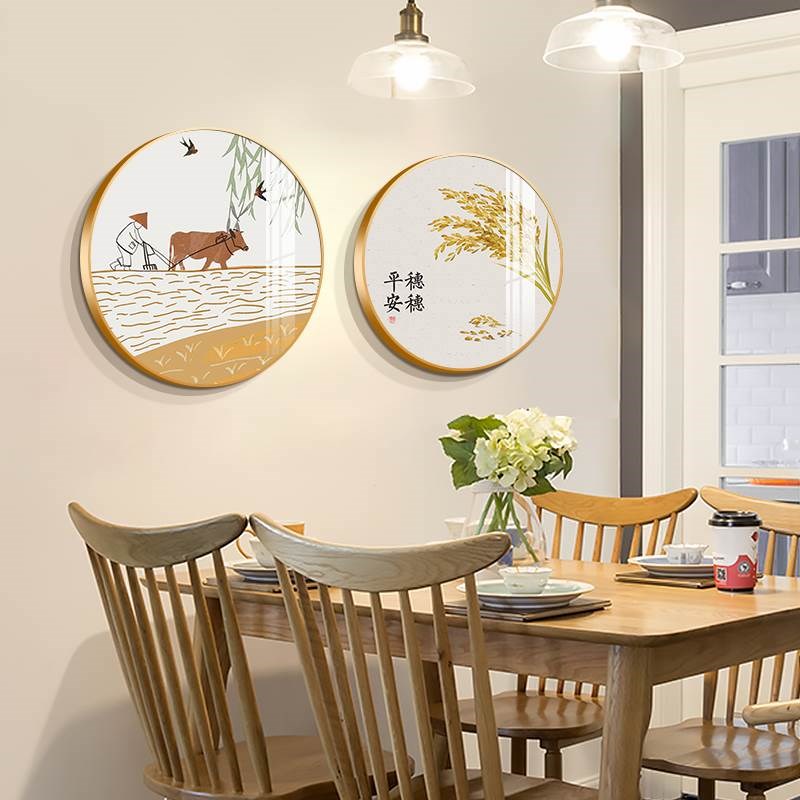家庭家用餐厅装饰画新中式餐厅墙面装饰饭店墙壁饭厅挂画春耕图图片