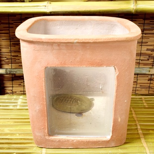 王捌院子甲鱼水i缸透明玻璃可视陶瓷四方装水王八院子池子陈列展