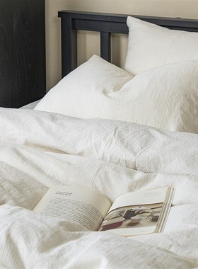 天然原棉不染色丨自然白色纯棉A类 日系全棉四件套