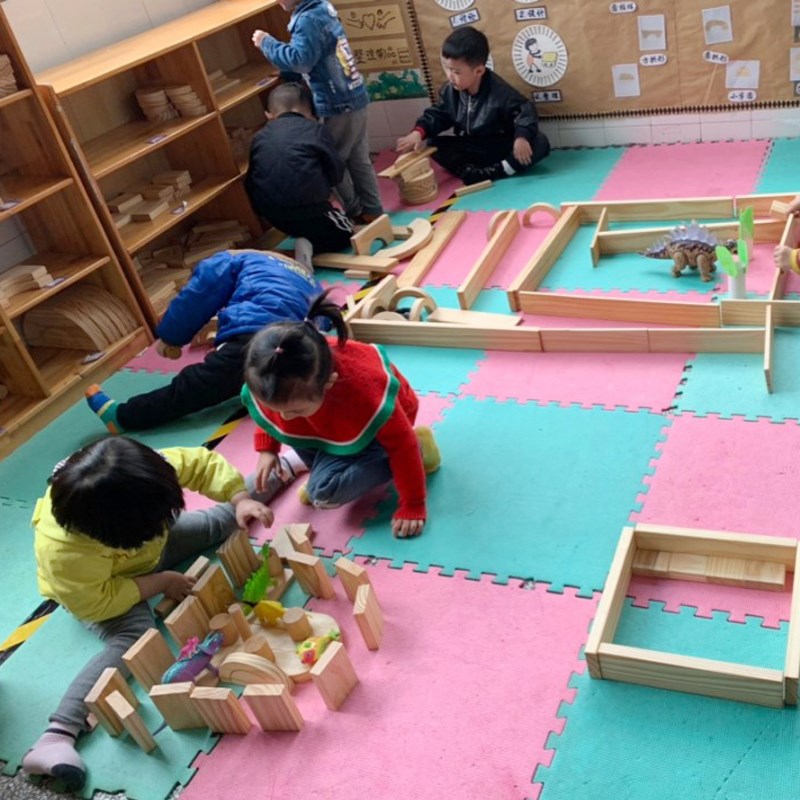 幼儿园积木大型搭建玩具实木木质木头单元建构区材料清水大块原木